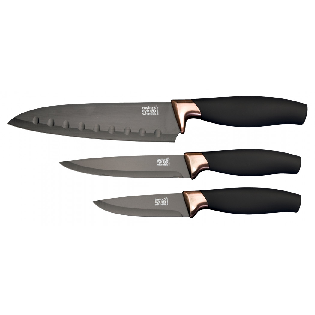 Taylors 3pc Brooklyn Pres Box Knife Set (Copper Bolster)