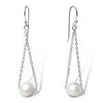 Fabuleux Vous Silver Perle Double Chain Freshwater Pearl Earrings