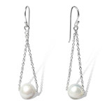 Fabuleux Vous Silver Perle Double Chain Freshwater Pearl Earrings